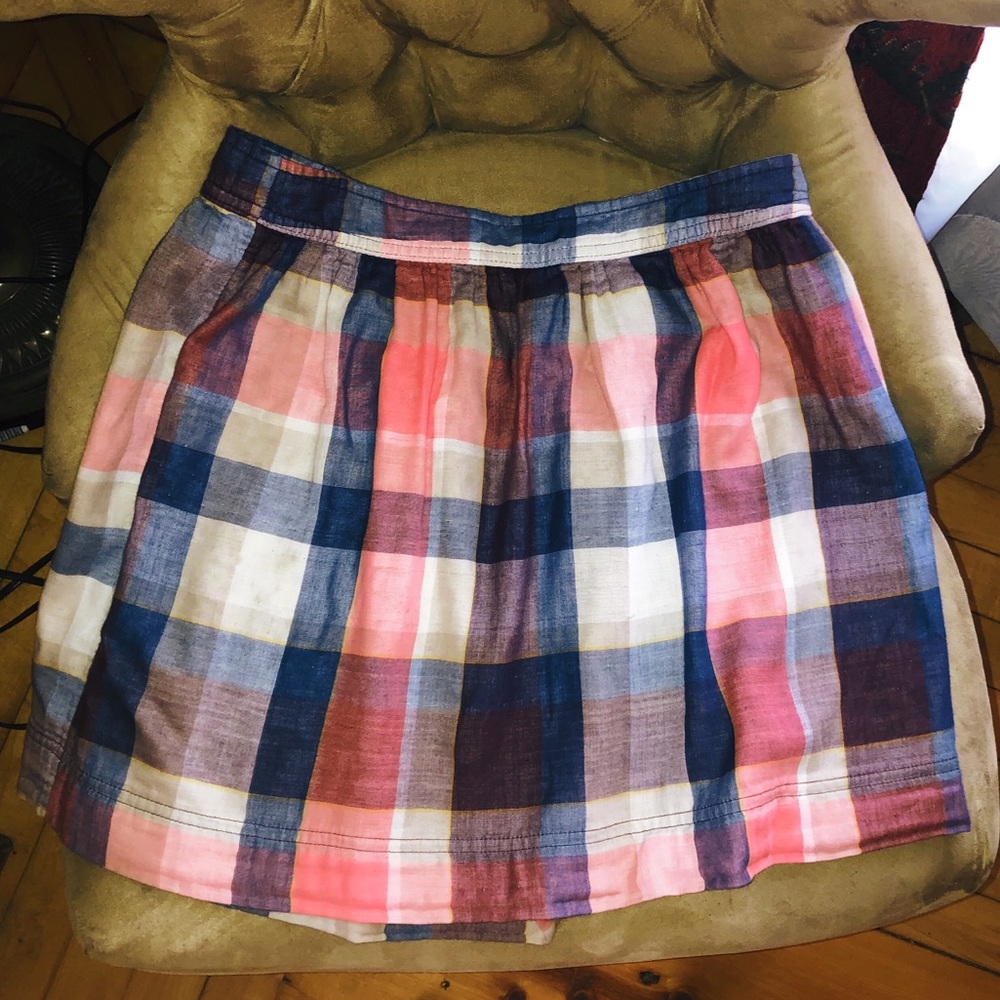 Aerie by American Eagle peach/blue/tan plaid skirt